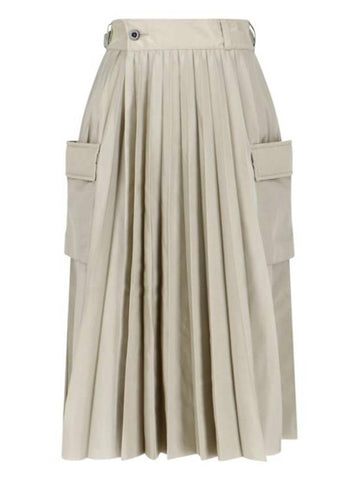 Nylon Twill Pleated Skirt Light Khaki - SACAI - BALAAN 1