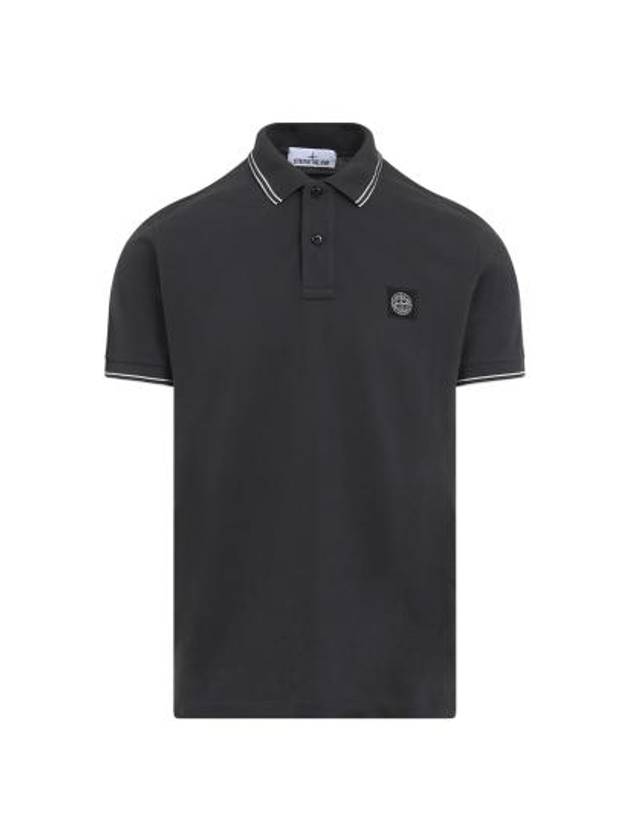 Organic Cotton Elastane Polo Shirt Charcoal Grey - STONE ISLAND - BALAAN 3