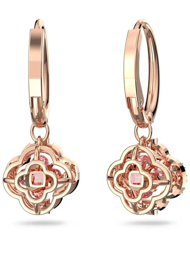 Una Sparkling Dance Clover Drop Earrings Pink Rose Gold - SWAROVSKI - BALAAN 4