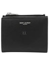 Grain de Poudre Embossed Leather Zipper Card Wallet Black - SAINT LAURENT - BALAAN 2