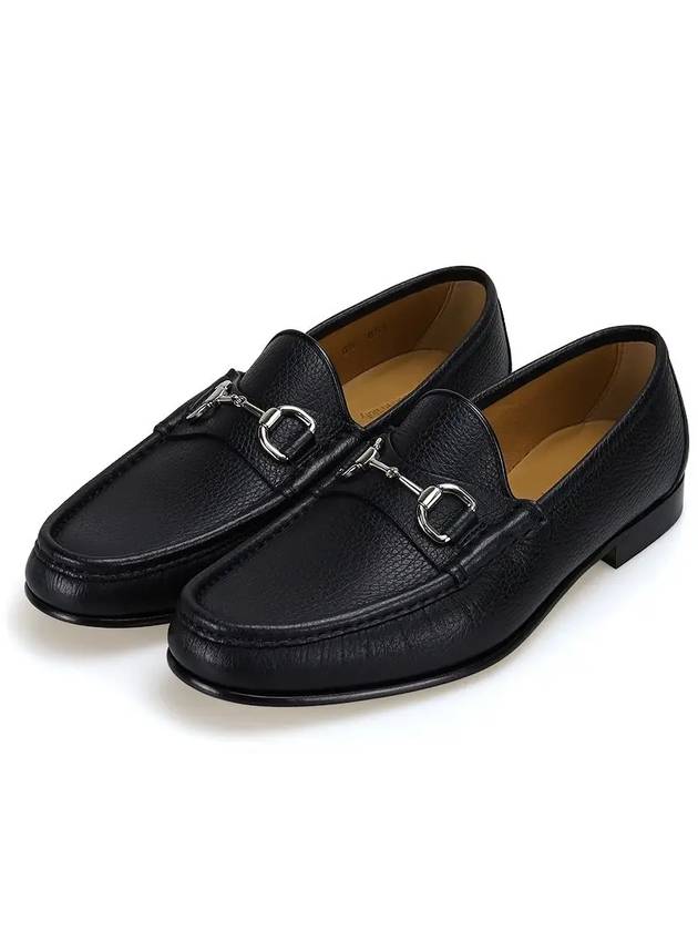 Horsesbit Nestor Grain Leather Loafers Black - GUCCI - BALAAN 2