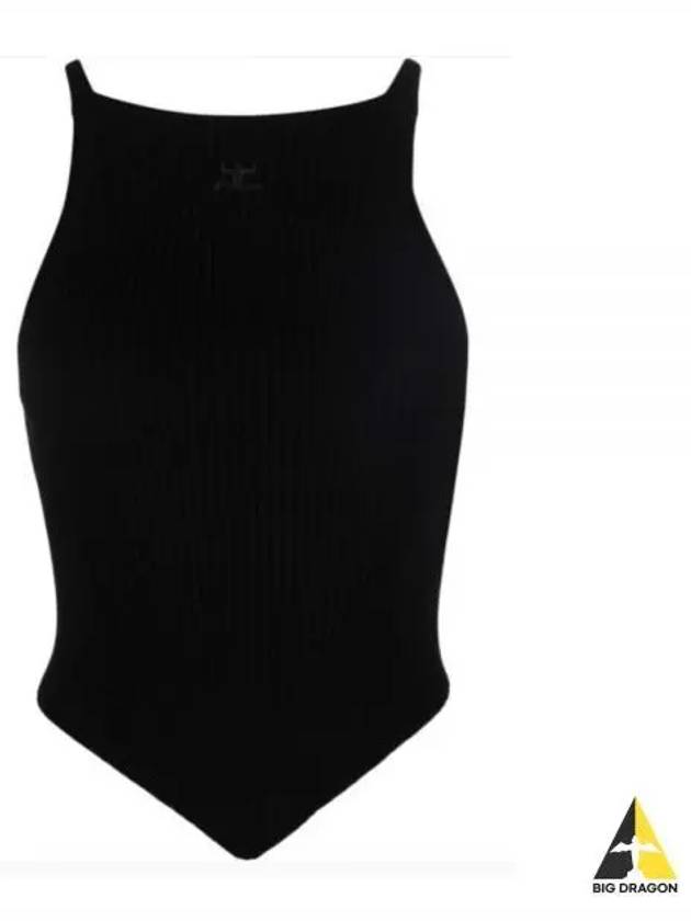 Logo Ribbed Pointy Knit Sleeveless Black - COURREGES - BALAAN 2