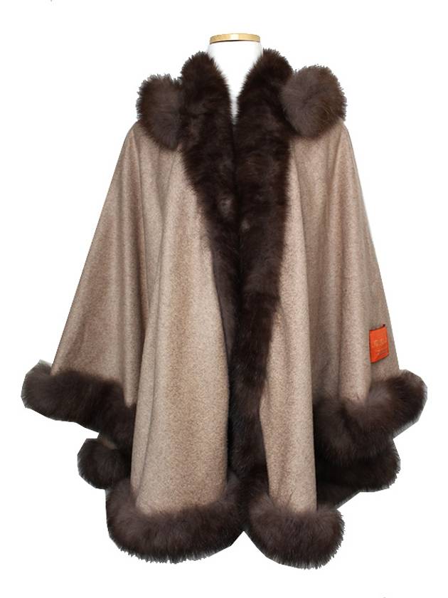 Fox fur trim cashmere cape free size - BALMAIN - BALAAN 1