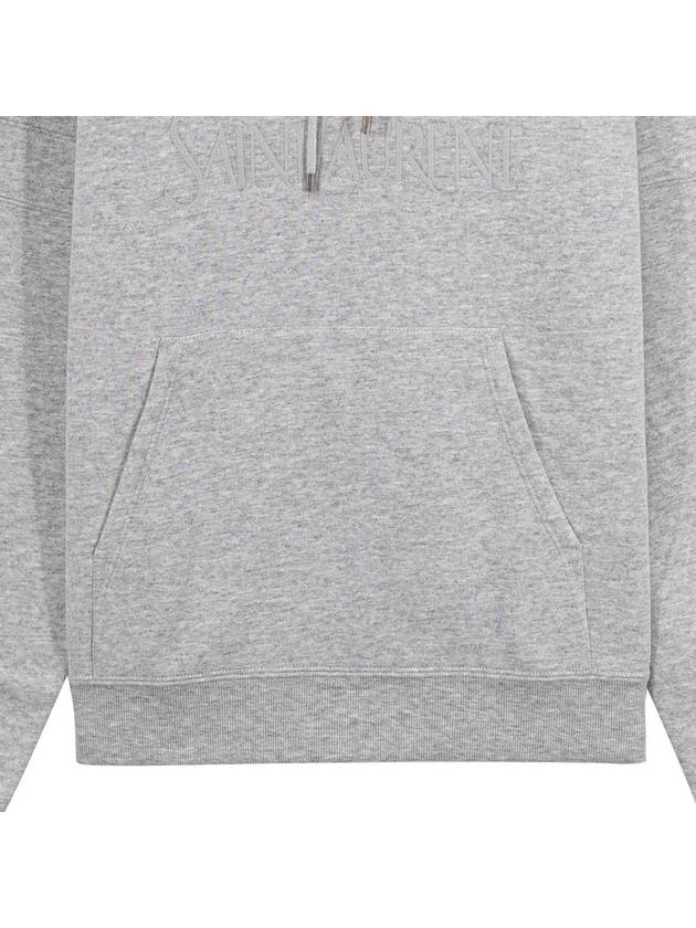 Logo Kangaroo Pocket Fleece Hoodie Grey - SAINT LAURENT - BALAAN 5