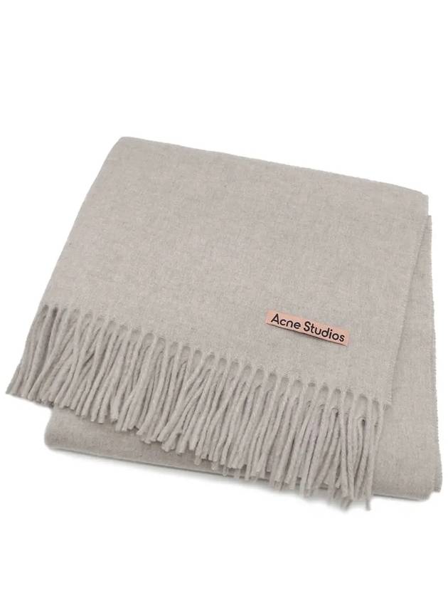 Logo Wool Fringe Scarf Oatmeal Melange - ACNE STUDIOS - BALAAN 2