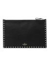 Rockstud Pebble Leather Clutch 30X20 VW0P0269 VSH 0NO - VALENTINO - BALAAN.