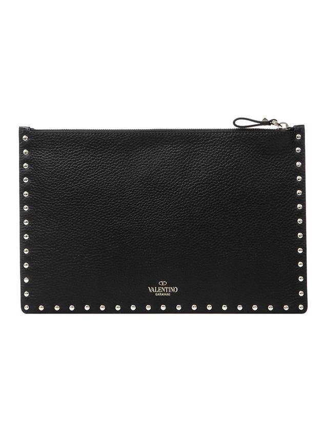 Rockstud Pebble Leather Clutch 30X20 VW0P0269 VSH 0NO - VALENTINO - BALAAN.