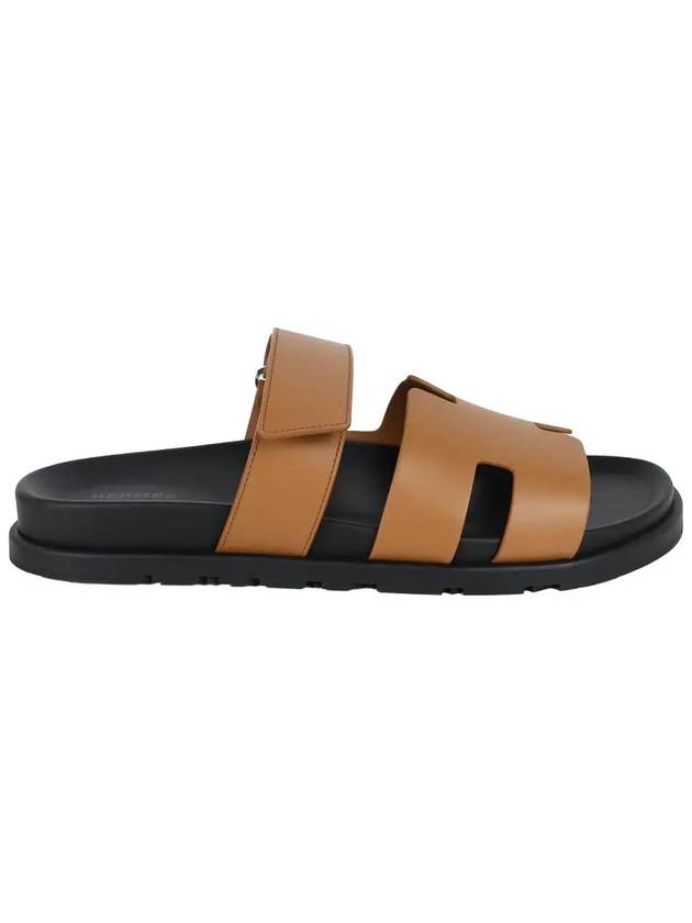 Chypre H Logo Calfskin Sandals Brown - HERMES - BALAAN 3