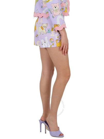 Moschino Ladies Purple All Over Logo Circus Print Shorts, Brand Size 38 (US Size 4) - MOSCHINO - BALAAN 2