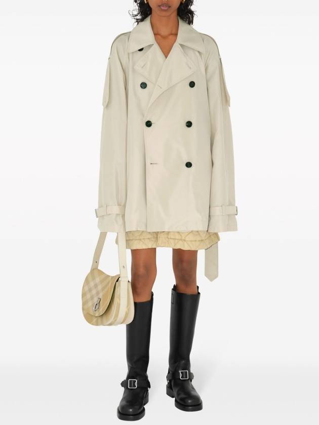 Double Breasted Short Silk Trench Coat Calico - BURBERRY - BALAAN 3