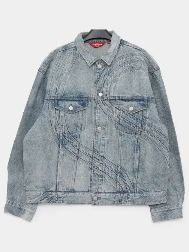 S Logo Trucker Washed Denim Men Jacket SS24J53 WASHD BLUE 1050574 - SUPREME - BALAAN 1