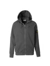 Men's Garment Dyed Malfile Zip Up Hoodie Grey - STONE ISLAND - BALAAN 2