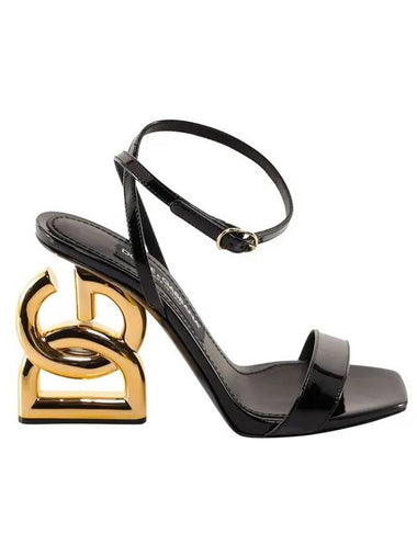 Gold Hardware DG Logo Pop Sandal Heels Black - DOLCE&GABBANA - BALAAN 1