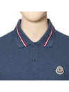 Men's Waffen Logo Patch Polo Shirt Indigo Blue Short Sleeve Shirt 8A0002189A16 794SS - MONCLER - BALAAN 4