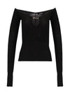 Le haut Pralu Logo Detail Cut-Out Viscose Knit Top Black - JACQUEMUS - BALAAN 4