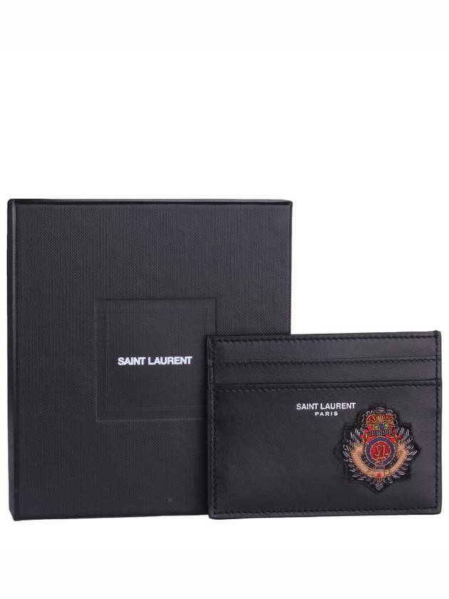 Logo Patch Card Wallet Black - SAINT LAURENT - BALAAN 4