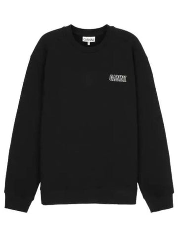 Logo Drop Shoulder Sweatshirt Black T shirt - GANNI - BALAAN 1