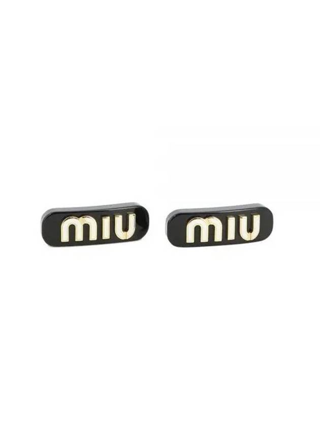 Logo Metal Hair Clip Black - MIU MIU - BALAAN 1