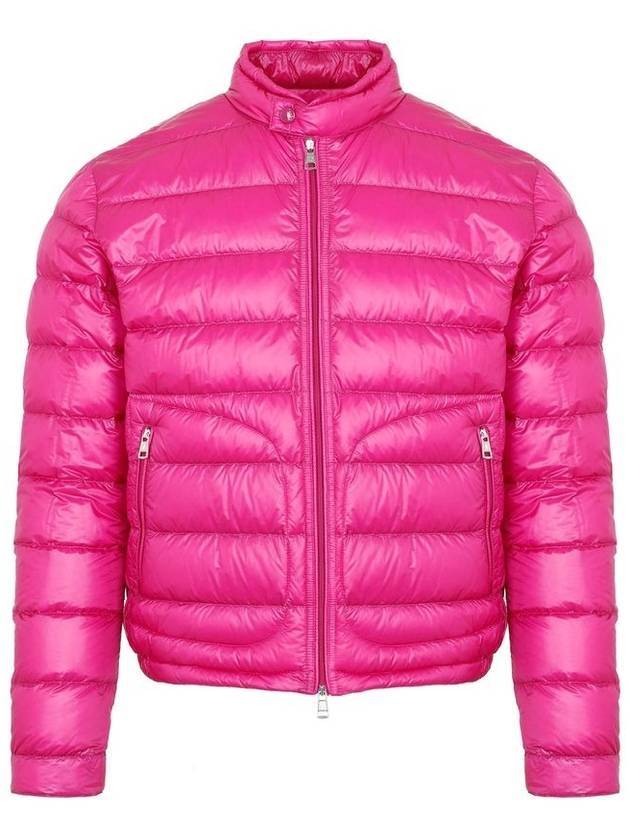 Men's Acorus Logo Patch Lightweight Down Short Padded Jacket Fuchsia - MONCLER - BALAAN 1