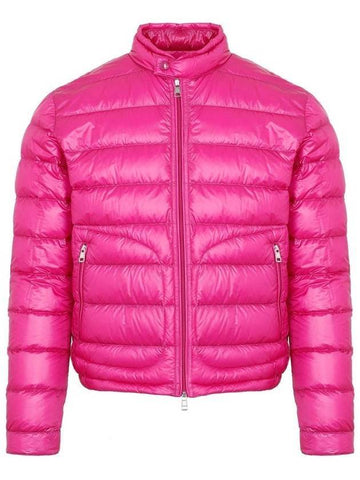 Men's Acorus Logo Patch Lightweight Down Short Padded Jacket Fuchsia - MONCLER - BALAAN 1