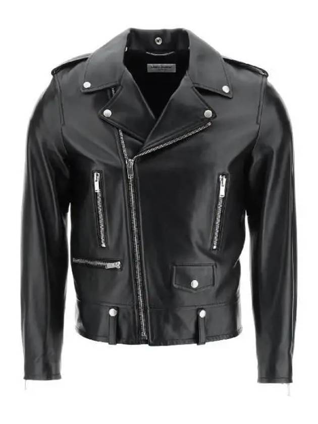 Classic Motorcycle Jacket in Lambskin Black - SAINT LAURENT - BALAAN 2