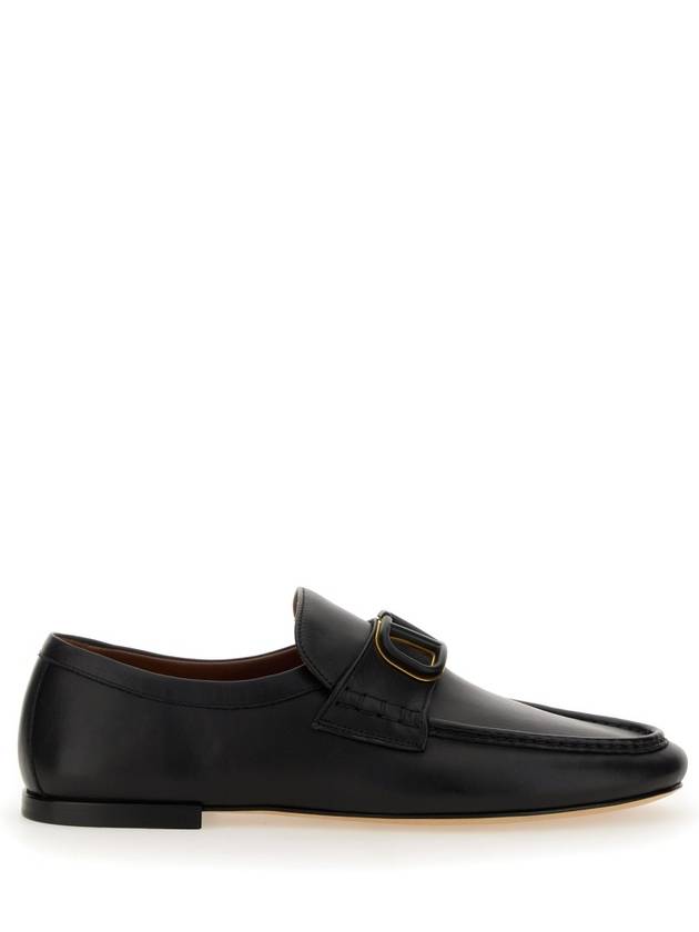 V Logo Leather Loafers Black - VALENTINO - BALAAN 3