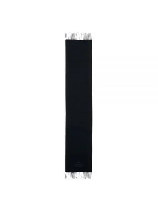 Embroidered Logo Wool Muffler Black - VIVIENNE WESTWOOD - BALAAN 2