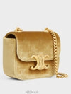 Mini Chain Claude Velvet Triomphe All-Over Cross Bag Gold - CELINE - BALAAN 3