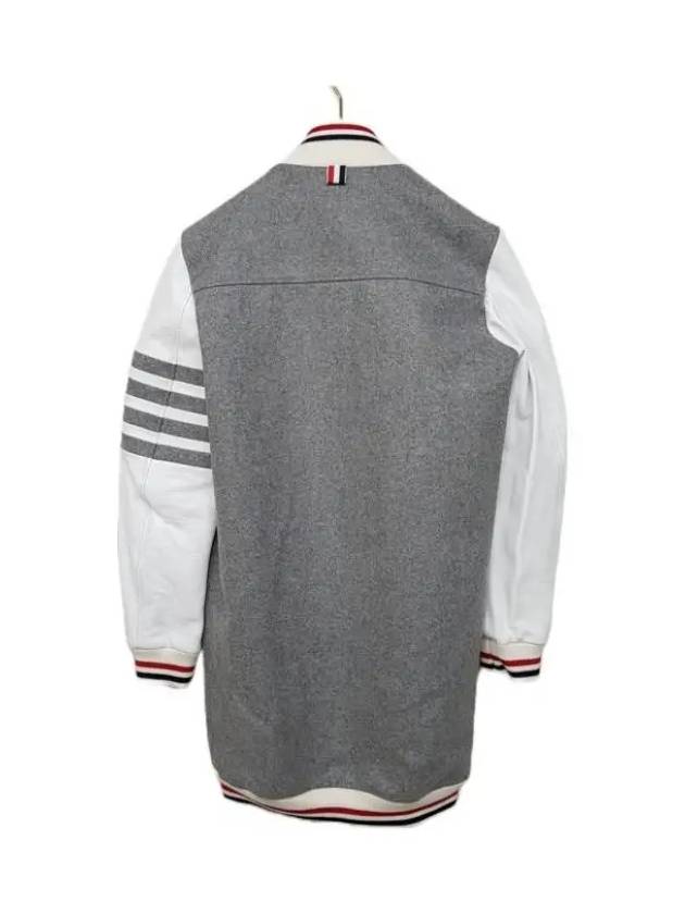 Melton Varsity Jacket Grey - THOM BROWNE - BALAAN 4