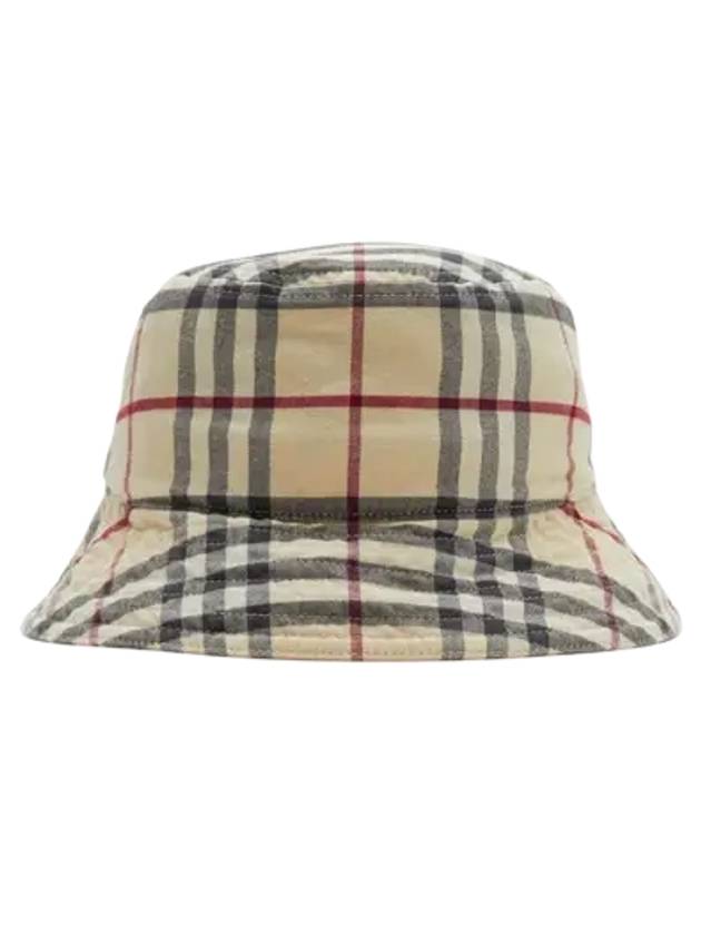 Stone Check Cotton Bucket Hat Beige - BURBERRY - BALAAN 3