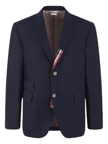 Typewriter Cloth Grosgrain Placket Sport Jacket Navy - THOM BROWNE - BALAAN 1