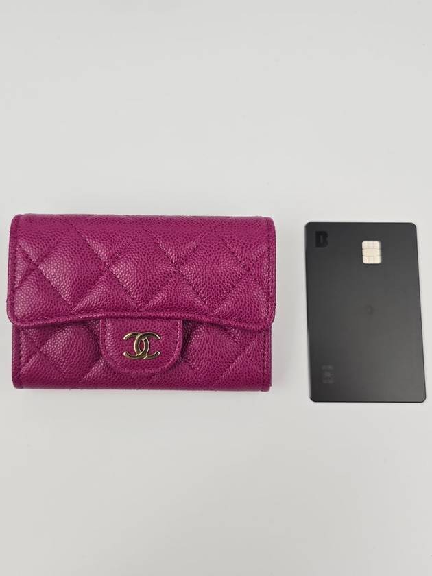 Classic Flap Caviar Card Wallet Gold Pink - CHANEL - BALAAN 10