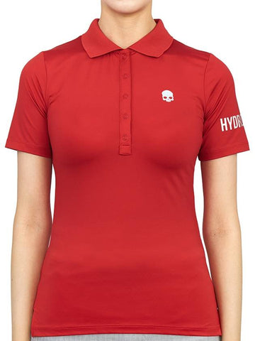 Women's Golf Logo Short Sleeve PK Shirt Red - HYDROGEN - BALAAN 1