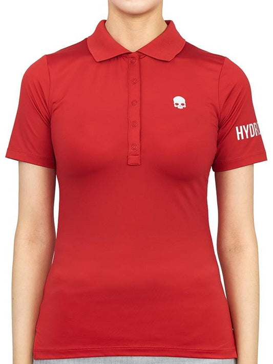 Women's Golf Logo Short Sleeve PK Shirt Red - HYDROGEN - BALAAN 2