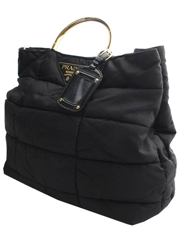 Black padded gold handle tote bag - PRADA - BALAAN 2