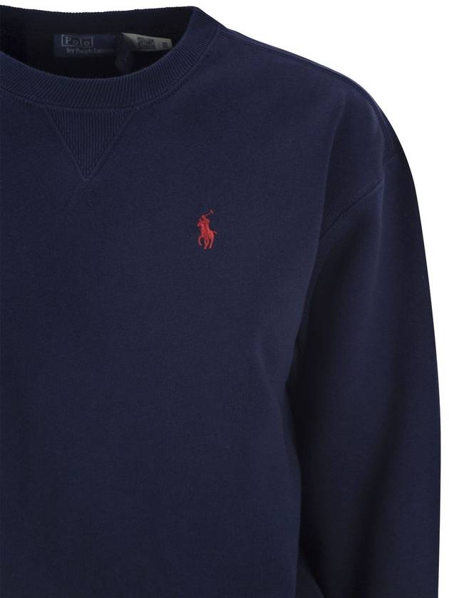 Embroidered Logo Cotton Sweatshirt Navy - POLO RALPH LAUREN - BALAAN 5