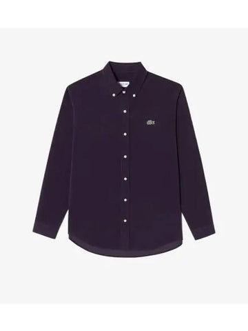 Men s Corduroy Solid Shirt Deep Purple - LACOSTE - BALAAN 1