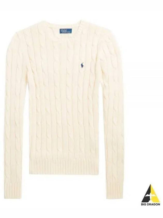 Embroidered Logo Pony Cable Knit Top Cream - POLO RALPH LAUREN - BALAAN 2