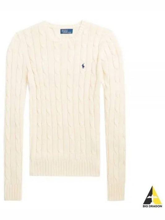 Embroidered Pony Logo Cable Knit Top Cream - POLO RALPH LAUREN - BALAAN 2