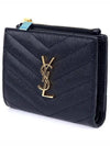 Monogram Matelasse Bifold Half Wallet Black - SAINT LAURENT - BALAAN 5