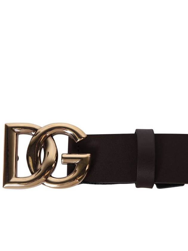 Men's DG Buckle Leather Belt Brown - DOLCE&GABBANA - BALAAN 5