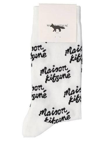 All Over Logo Socks White - MAISON KITSUNE - BALAAN 1