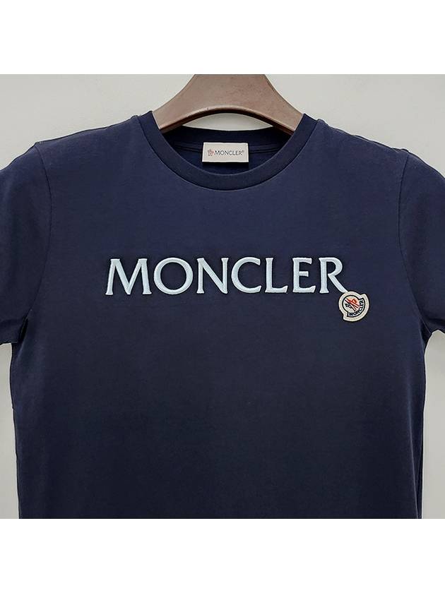 Kids Logo Embroidered Short Sleeve T Shirt 12Y 14Y Navy 8C00005 83907 778 - MONCLER - BALAAN 3