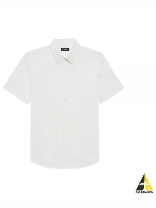 24 Irving Short Sleeve Shirt in Structure Knit N0294514 100 - THEORY - BALAAN 1