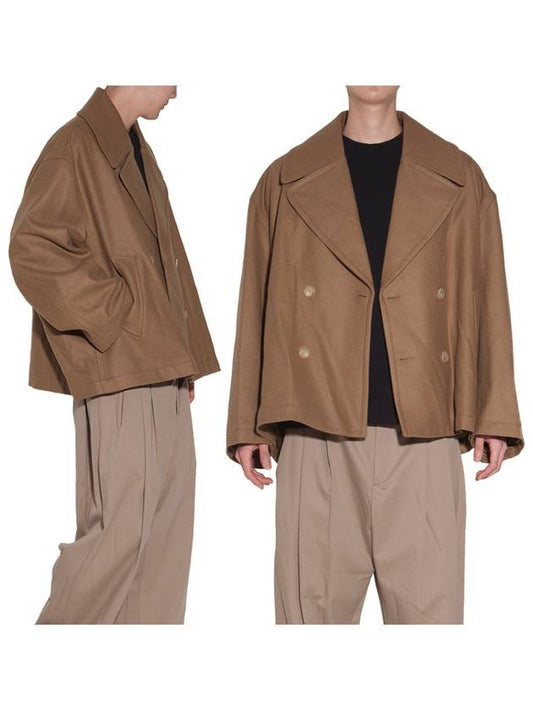 Men's Crop Wool Double Coat Brown - HED MAYNER - BALAAN 2