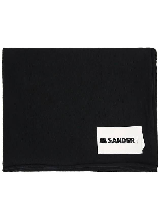 Logo Patch Cashmere Scarf Black - JIL SANDER - BALAAN 3