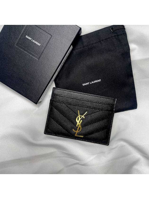 Gold Hardware Matelasse Caviar Leather Card Wallet Black - SAINT LAURENT - BALAAN 2