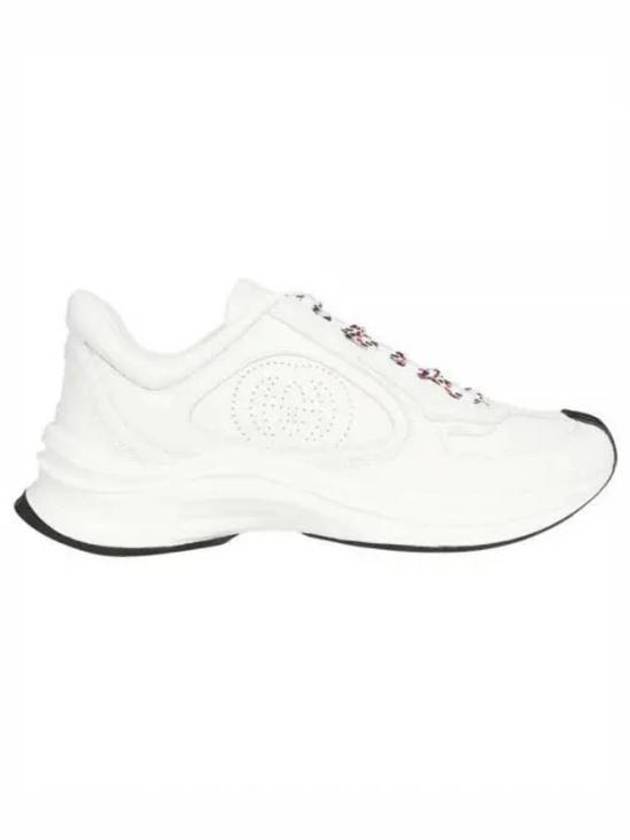 Run Embroidered Logo Lace-Up Leather Low Top Sneakers White - GUCCI - BALAAN 2