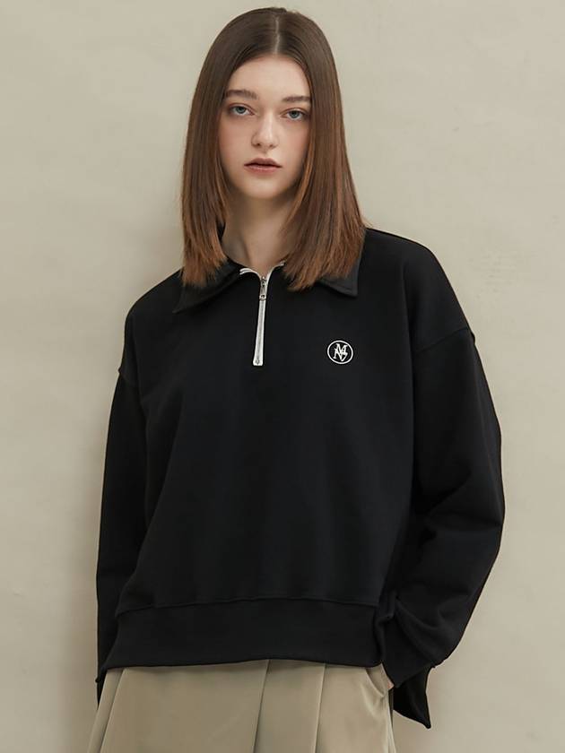 Soft collar sweatshirt Black - MANAVIS7 - BALAAN 3