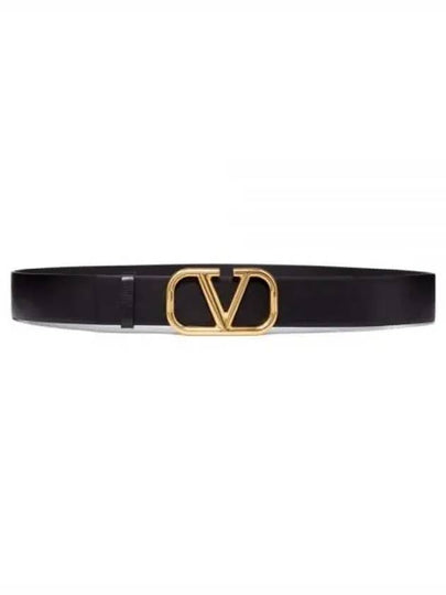 V Logo Signature Leather Belt Black - VALENTINO - BALAAN 2